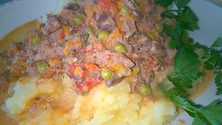 Рецепт Печени/Куринная печень с зеленым горошком с томатами. Рецепт Печени/Куринная печень с зеленым горошком с томатами.
