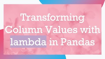 Transforming Column Values with lambda in Pandas
