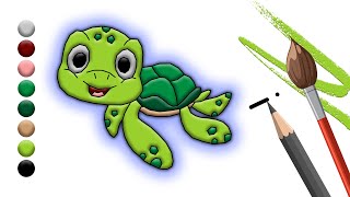 How to Draw and Color a Turtle | Join the Dots for Kids  | Kids Fun Art | Connect & Create