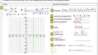 Test A   #7   Graphing and Analyzing Rational Functions