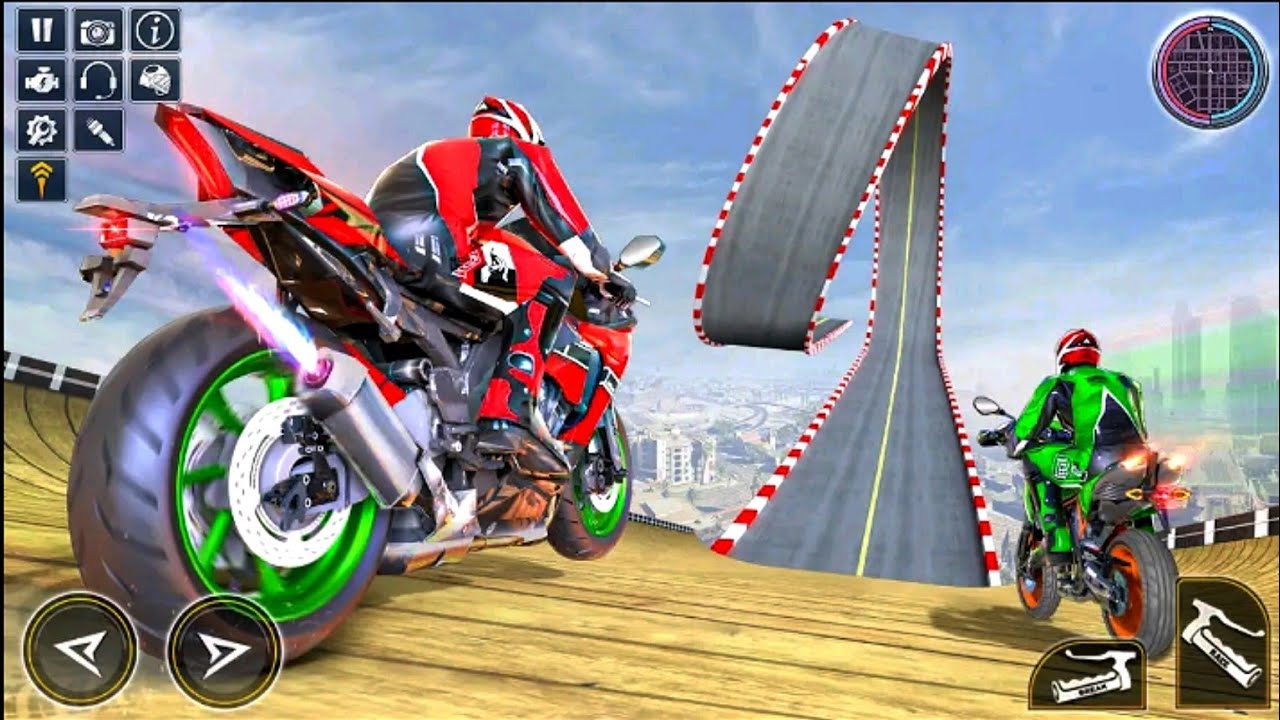 Indian Bike race mega ramp impossible track crazy moto bike stunt driving game