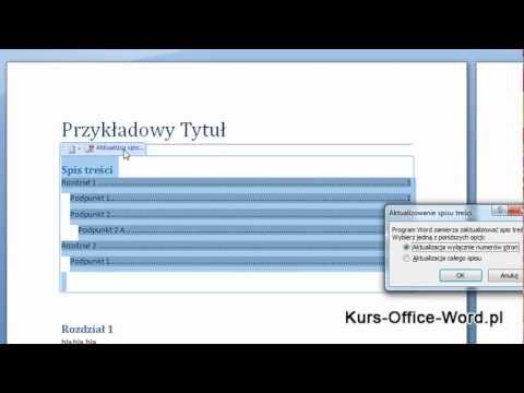 Kurs Word 2007: Jak zrobić automatyczny spis treści