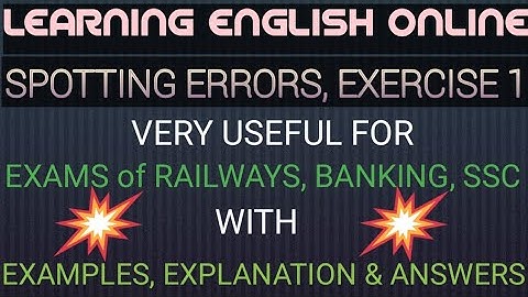 Spotting Errors, Exercise 1 #hinditoenglishtoenglish #englishforcompetitiveexams #english