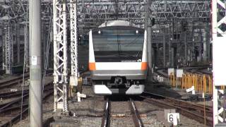 (HD)2011-11-22 12:00 新宿站 E351、E231-500 山手線發車 中央快速進站(1068T)