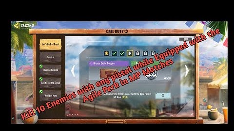 CODMobile Kill 10 Enemies with any pistol while Equipped with the Agile Perk in MP Matches