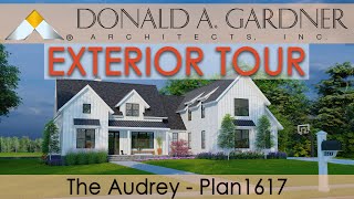 Modern farmhouse home plan with three bedrooms and a bonus room | The Audrey