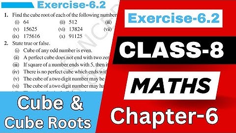 Class 8 Maths Ex 6.2 | Chapter 6 Cube and Cube Roots | Exercise 6.2 Class 8 Math