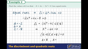 Algebra 2 e.g. 2.2 Nature of quadratic roots