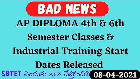 Bad News to AP DIPLOMA Students | 4th & 6th Sem Classes Start Date Notification Released