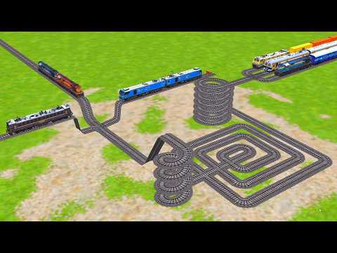 THREE RAILS RUNNING AT SPRINGS SQUARE RAILROAD TRACKS ZIG ZAG TRACKS || trains sim wold4