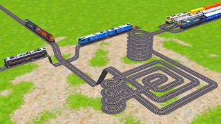 THREE RAILS RUNNING AT SPRINGS SQUARE RAILROAD TRACKS ZIG ZAG TRACKS || trains sim wold4 