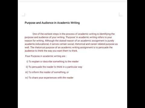 Purpose and Audience in Academic Writing - YouTube