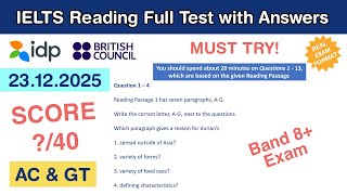 IELTS Reading Practice Test with Answers 23.12.2025 - Test #105