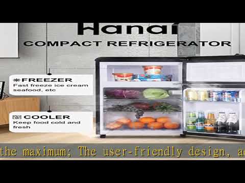 WANAI Compact Refrigerator 3.2 Cu.Ft Retro Black Fridge With Freezer 2 Door Mini Refrigerator with