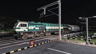 Railway Crossing Indian Train - Night view | Train Simulator 2023 | New Route ECR