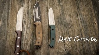 Bushcraft Knife Competition Esee, Bark River, Benchmade
