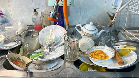 ASMR washing dishes with hand ✋ washing 🫧🧼Dish washing