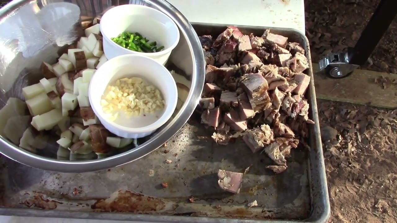 Pulled Pork Hash on the flat top.  