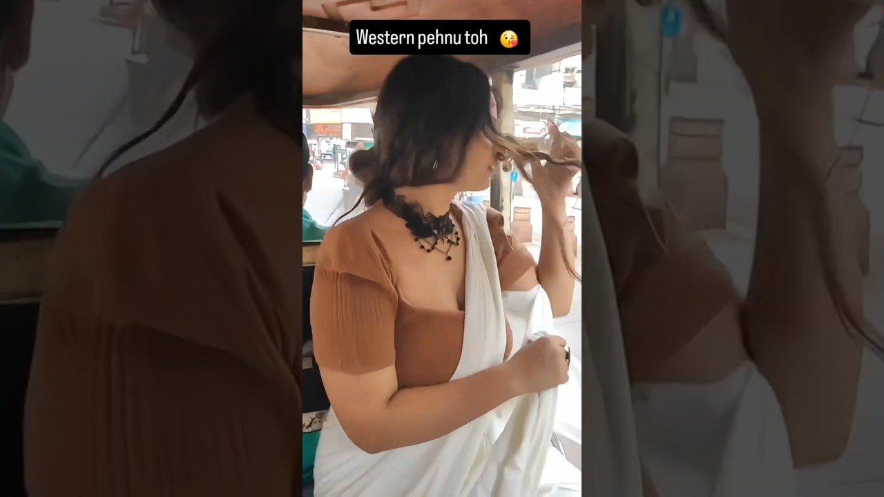 Western Beauty Turns Desi Diva in Sexy Saree Look 💃✨