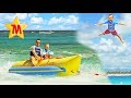 Max Goes on Banana Boat For The FIRST TIME Kayak Body Board and Flying Fun Activities Kids Vlog