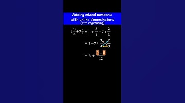 Adding mixed numbers with unlike denominators with regrouping #shorts