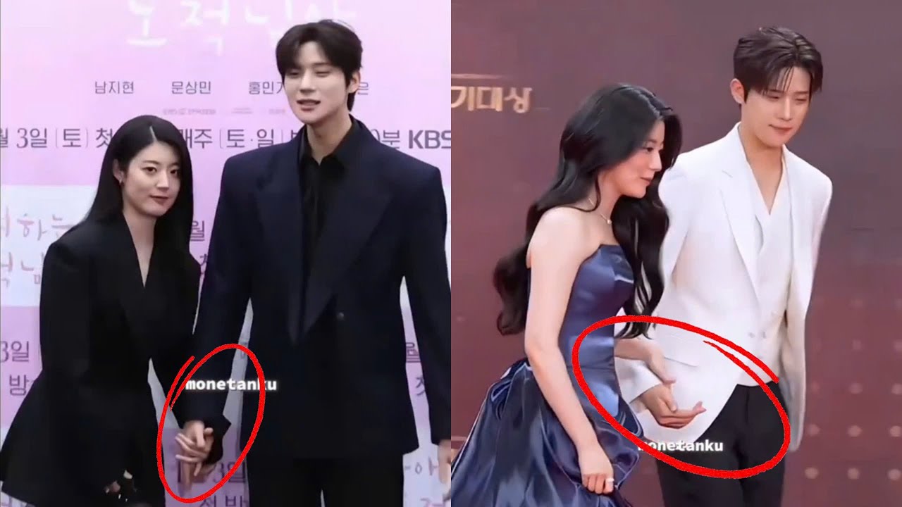 Момент, запечатленный на камеру: Нам Джи-хён первой хватает за руку Мун Сан-мина.