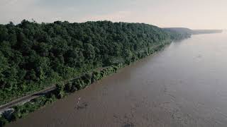 Mississippi River - aerial drone footage. St Louis, MO