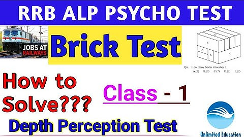RRB ALP CBT3 PSYCHO TEST | BRICK TEST | Class - 1 |By - Er. Abhijeet Kumar | Depth Perception Test |