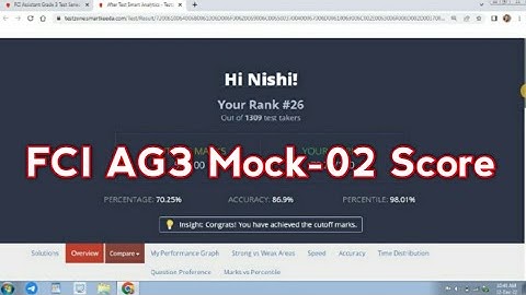 💯FCI AG 3 Phase 1 Mocktest Score😃☝️