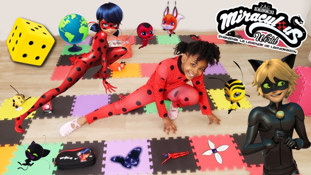 GIANT BOARD GAME CHALLENGE MIRACULOUS Il ne faut pas tomber sur la mauvaise case! JEU DE L’OIE GEANT