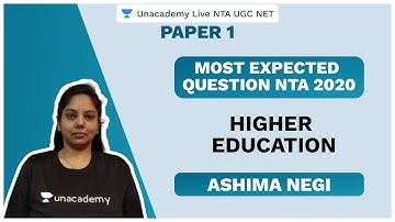 Most Expected Question NTA 2020 | Higher Education | Paper 1 | NTA UGC NET 2020 | Ashima