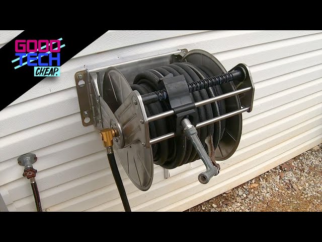 Unboxing The Giraffe Tools 130 ft Stainless Steel Hose Reel : Good