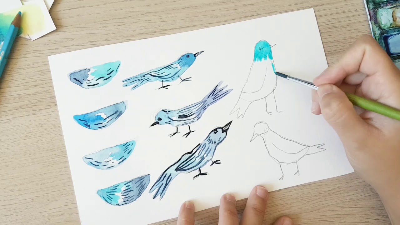 Watercolour Step-by-Step Birds - YouTube