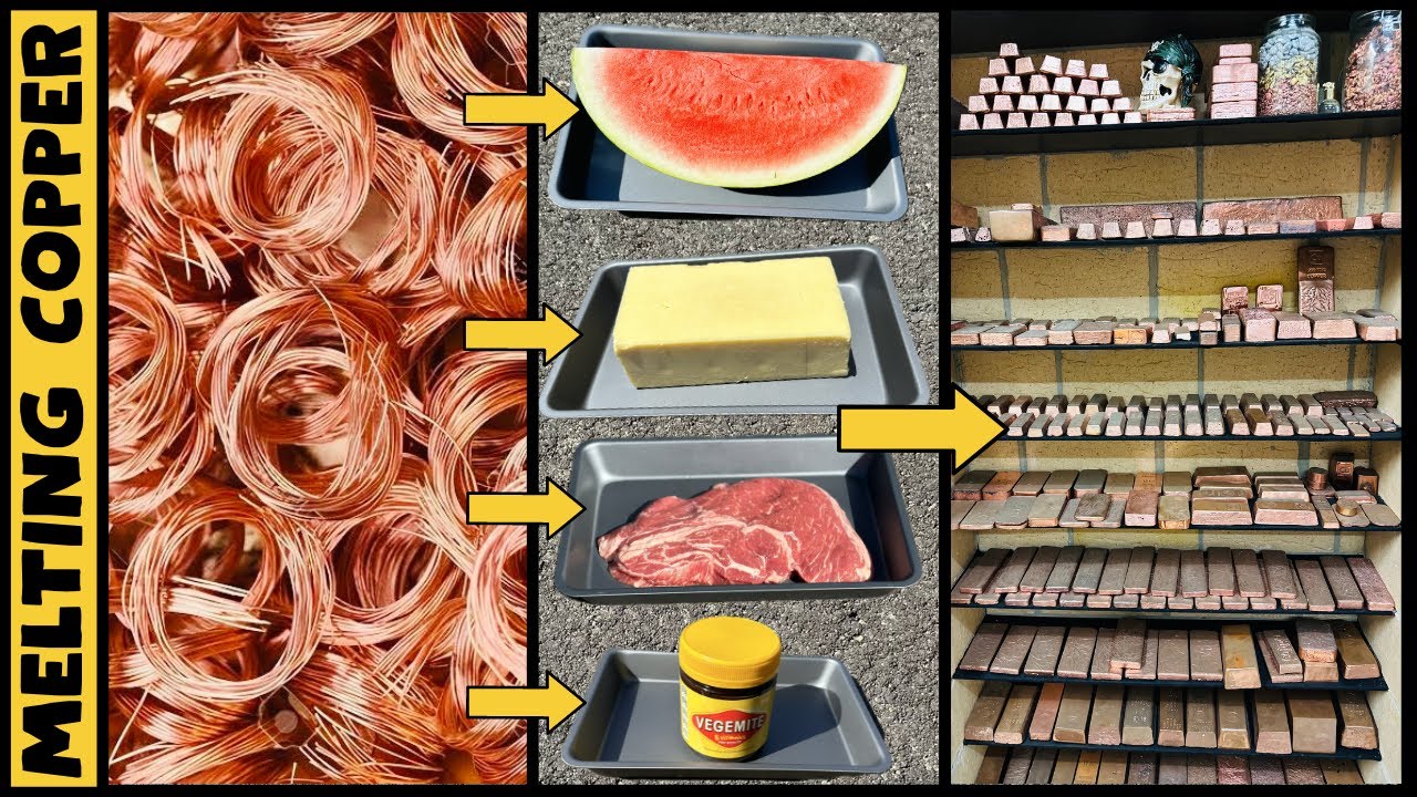 Плавка медных кабелей - Сумасшедшие закалки - Плавка металла ASMR - Сокровища - BigStackD Casting