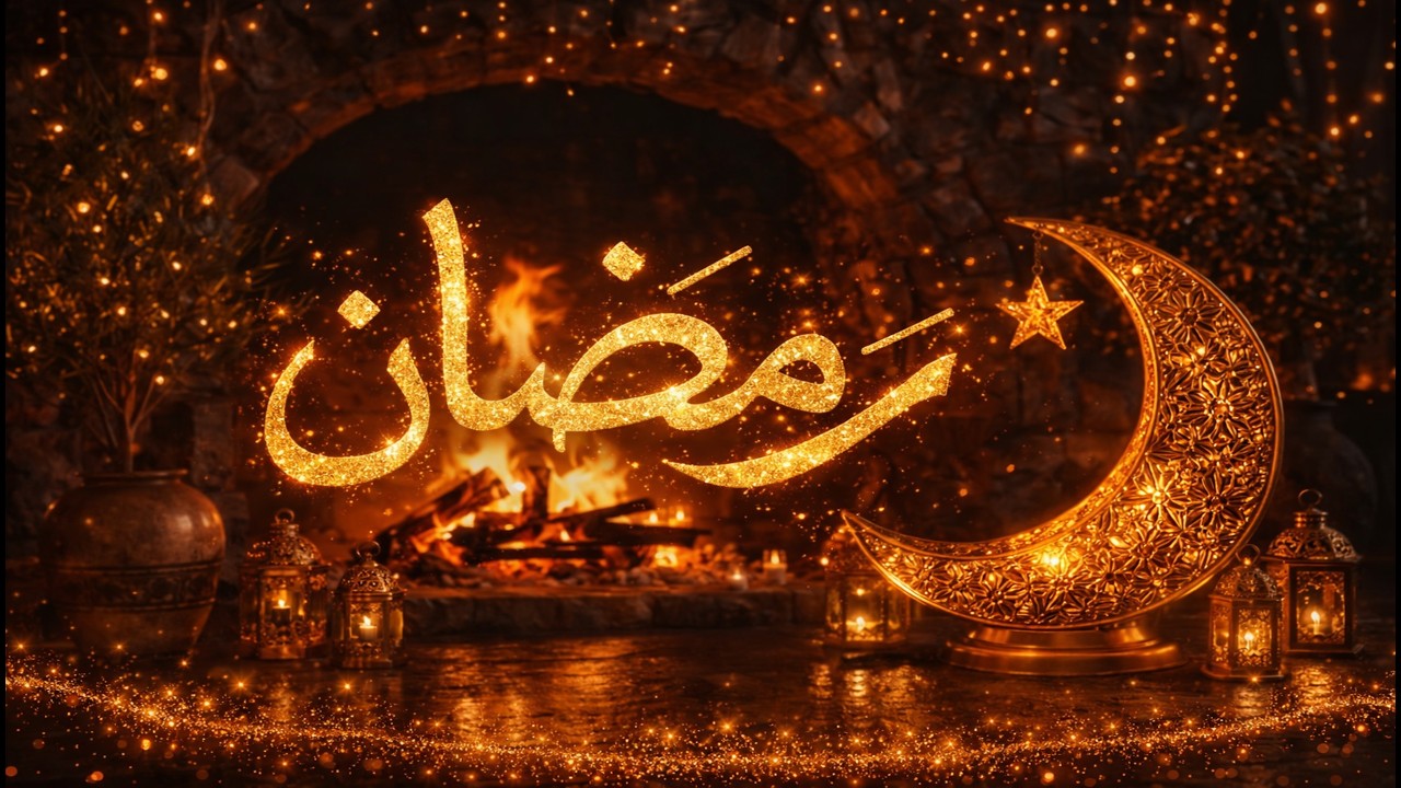 🔥 12H Ramadan Fireplace Ambience 🌙 رمضان Cozy Fire Sounds for Deep Sleep & Relaxing Night