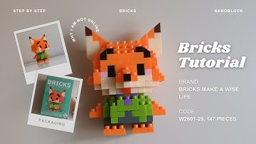 How to Build Nick Wilde Fox Zootopia Building Blocks Bricks Make a Wise Life 029 Tutorial