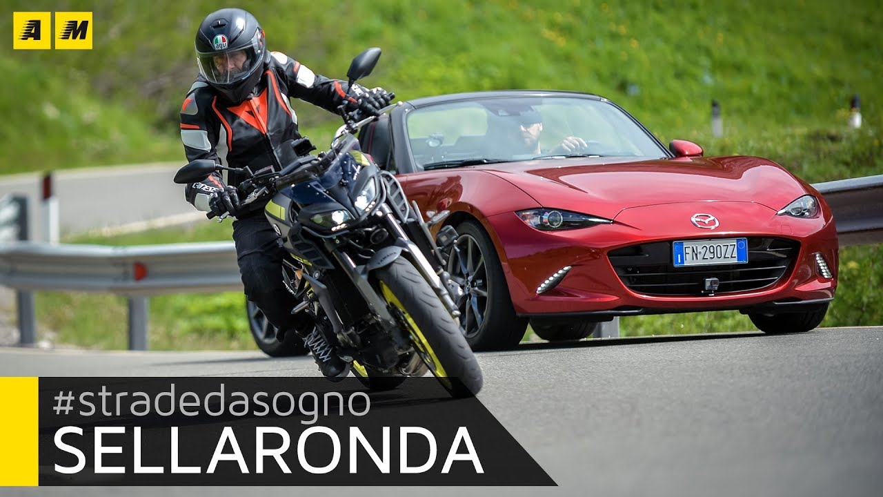 Strade da sogno, sul Sellaronda con Mazda MX-5 e Yamaha MT-09