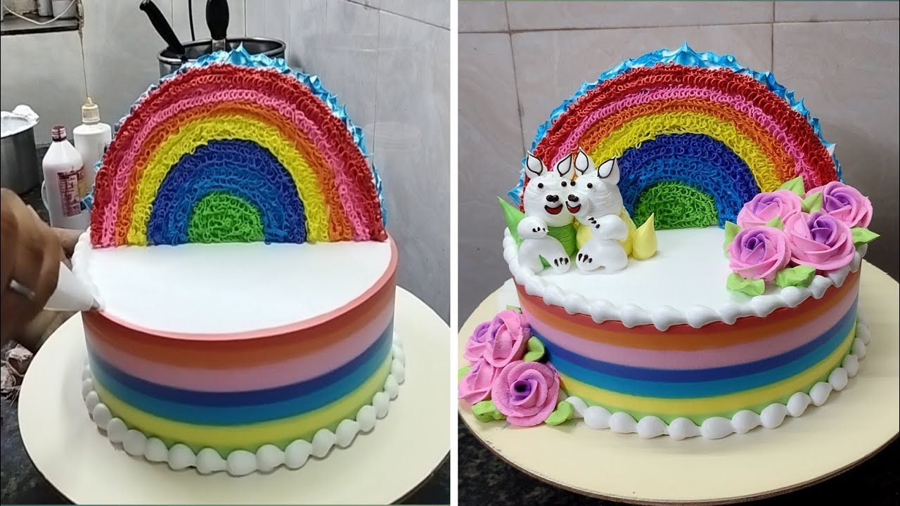 Satisfying and perfect Cake Decorating|Wonderful Rainbow Design For ...