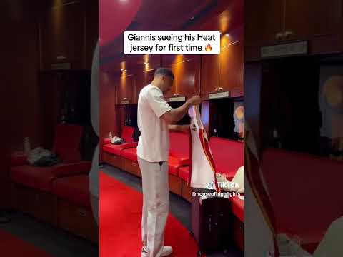 Video Giannis seeing his heat Jersey for the first time