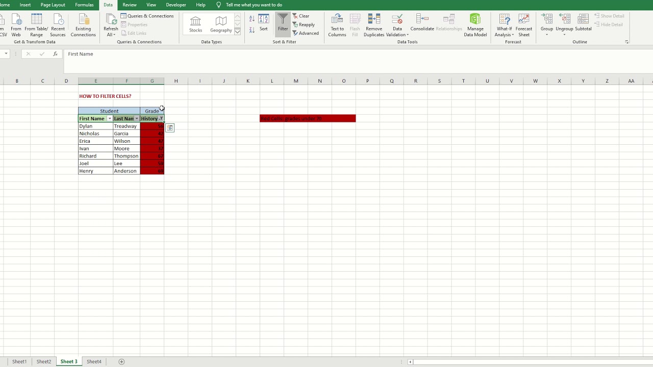 EXCEL | How to Filter cells by numbers' values and colors - YouTube