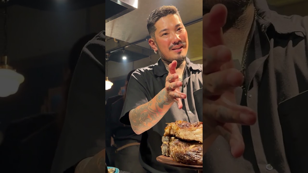 Yakuza? No. Fully Tatted Chef Grills Wagyu T-Bone Steaks!