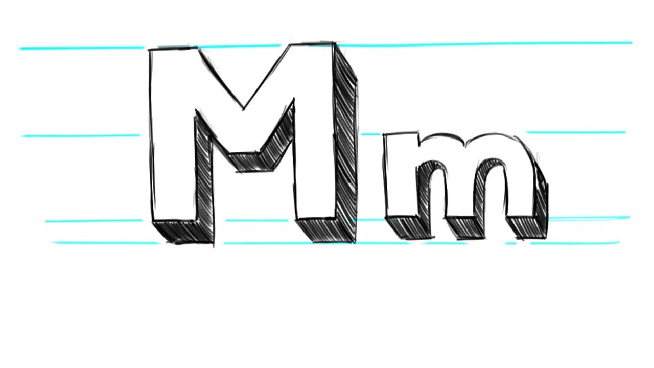 How To Draw 3d Letters M Uppercase M And Lowercase M In 90 Seconds Youtube