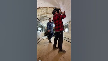 Putting Havelock Wool and Ship Lap on Skoolie Ceiling #shorts #skoolie #skoolieconversion