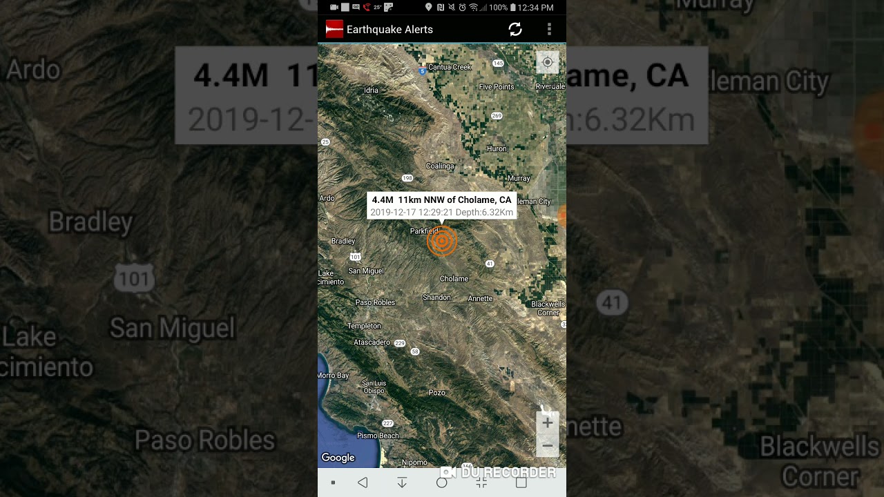 4.4 Earthquake Cholame, California 17-12-19