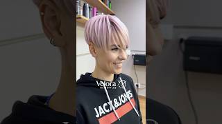 Pink Pixie Dream! 🌸 Edgy Bowl Cut with Bold Undercut & Fringe! 💕 #pinkhair #pixiecut #undercut