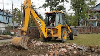 JCB Backhoe Working For New Road Construction - JCB Dozer Breaking Wall - JCB VIDEO