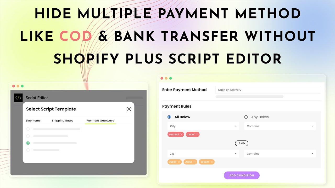 Hide multiple payment method like COD and Bank transfer without Shopify ...