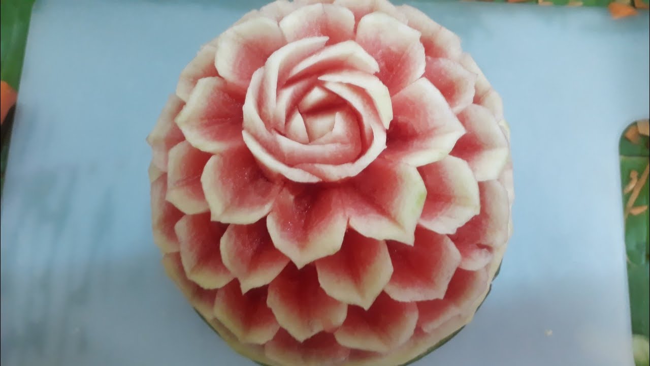 แกะสลักแตงโม #แกะสลักผลไม้ #แกะสลักเบื้องต้น#แกะสลักแตงโม