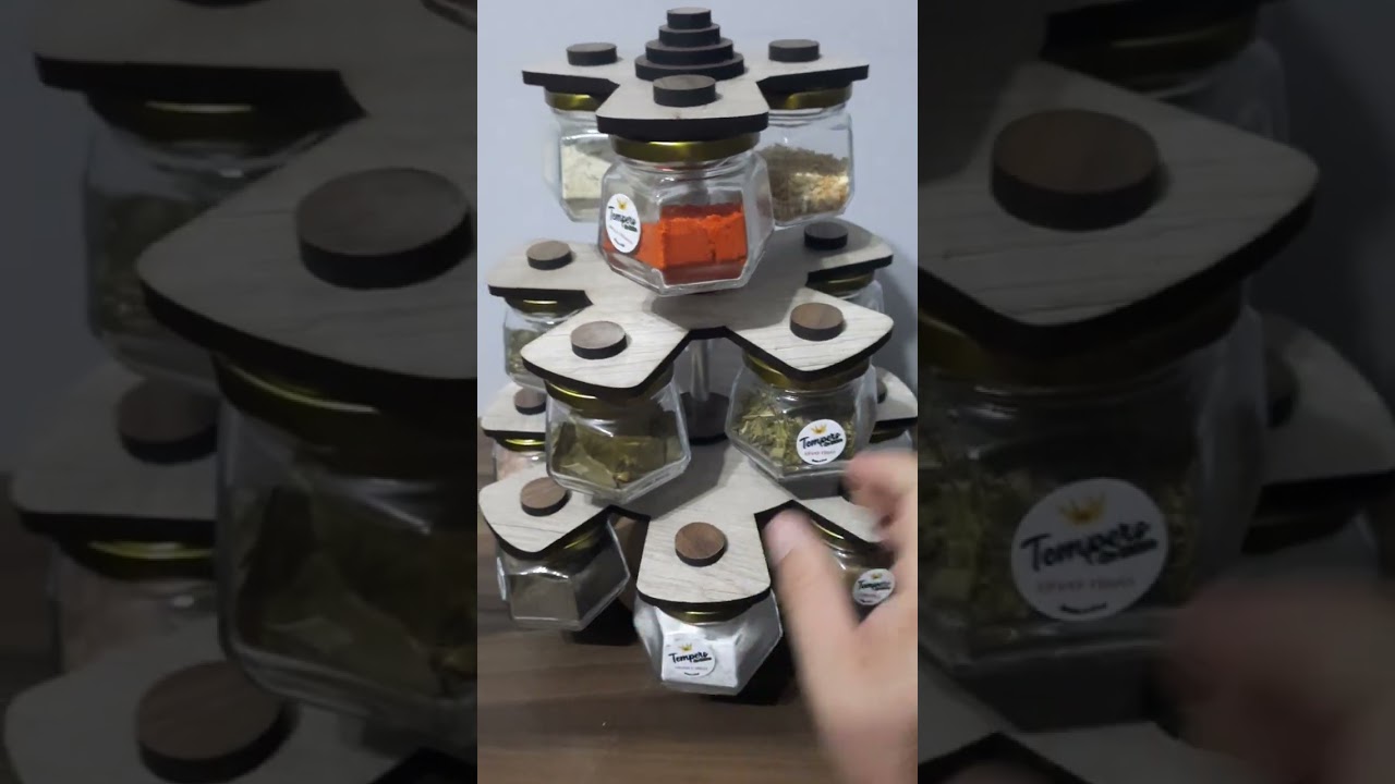 Porta temperos giratório com 15 vidros