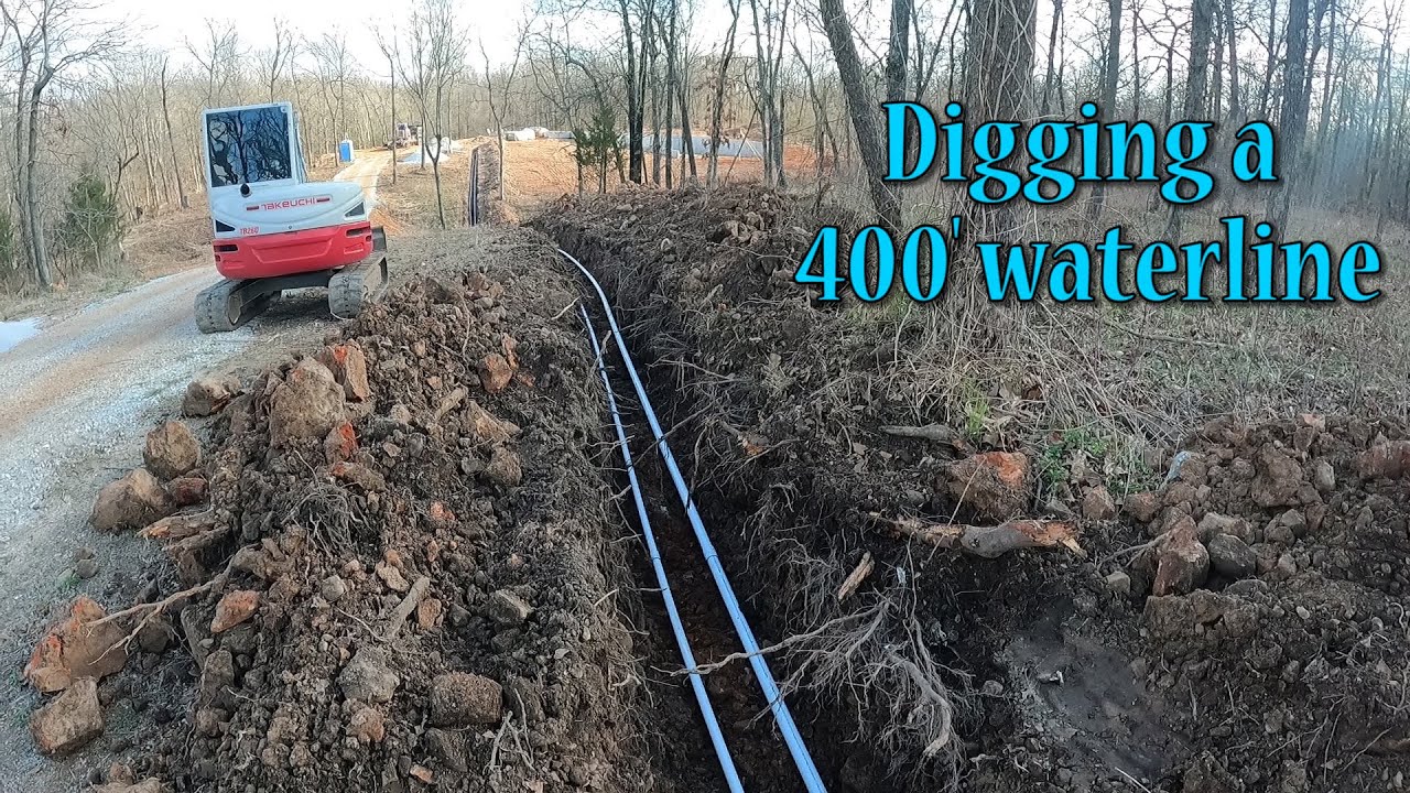 Digging And Installing 400' Of Waterline